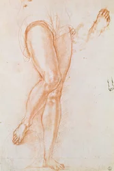 Studio di un paio di gambe e due piedi per una figura di San Michele